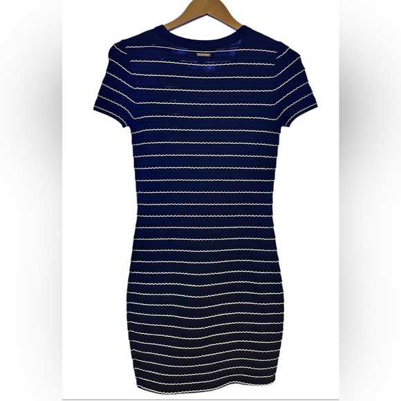 MICHAEL MICHAEL KORS Navy
Ruffled Stripe Stretch-Viscose Dress Size Small - Picture 2 of 6
